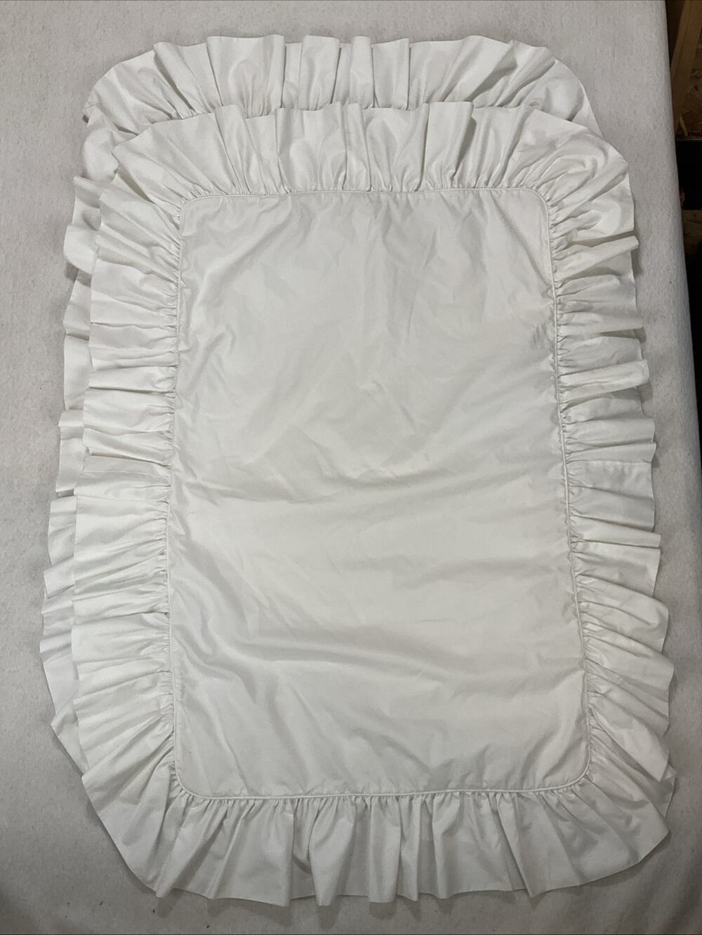 Vintage 80s 90s Shabby Chic Ruffle Pillow Sham Case White Queen Size Set Of 2